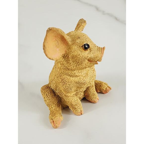 Mini Pig Piglet Piggy Sitting Cute Face Farm Animal Figurine 3 1/2" Year 90s Vtg - Picture 10 of 14